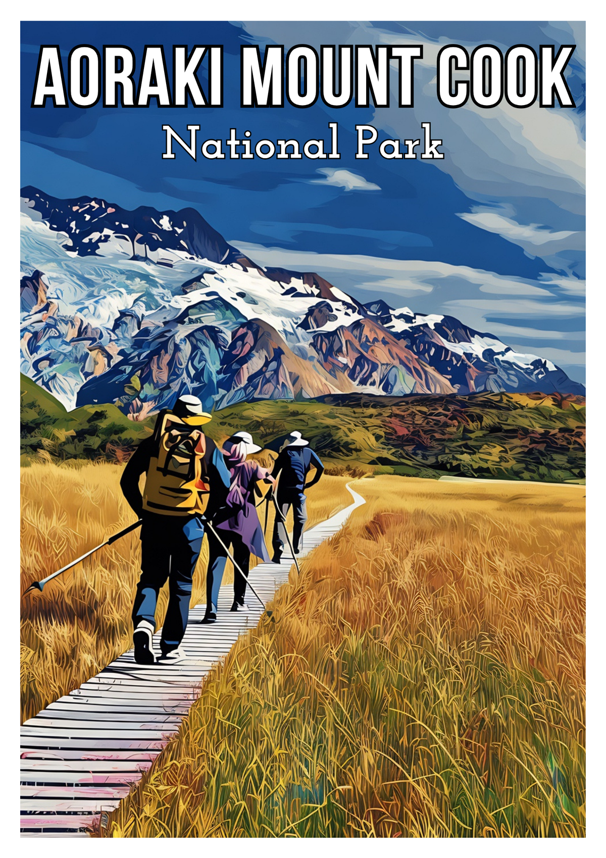 Aoraki/Mount Cook National Park with hikers